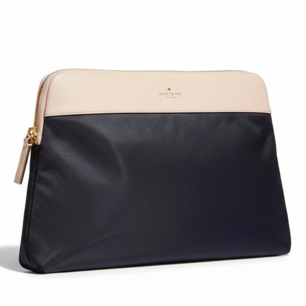 EUC Kate Spade Light Pink & Black Color Block Saffiano Leather Laptop Bag!